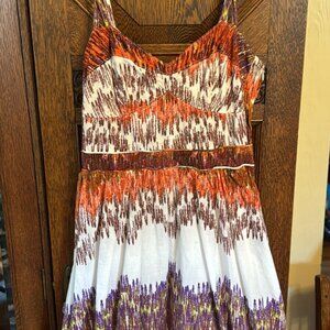Aryeh Fit & Flare Dress | Size L | Multicolor Tribal Print